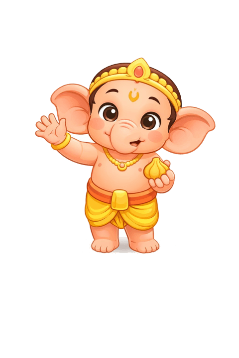 Baby Ganesha, the cheerful character in Maitri Kids' first story.